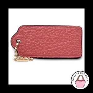 2.25" COACH NEW YORK Coral Salmon Pink Leather Fob Bag Charm Keychain Hang Tag